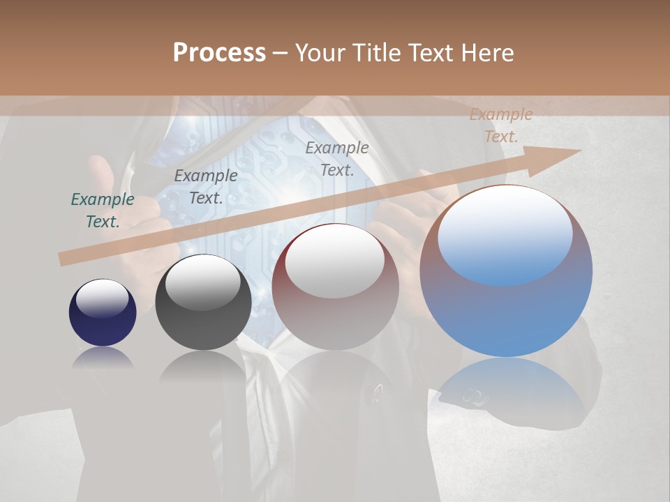 A Man In A Suit Holding A Blue Circuit Board In His Chest PowerPoint Template