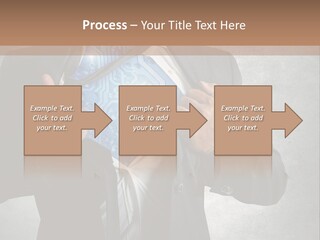 A Man In A Suit Holding A Blue Circuit Board In His Chest PowerPoint Template