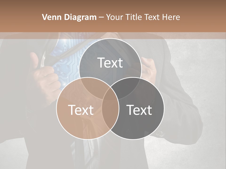 A Man In A Suit Holding A Blue Circuit Board In His Chest PowerPoint Template