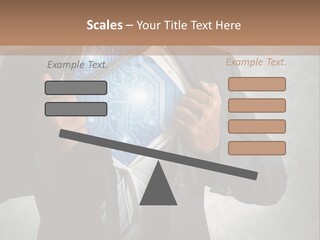 A Man In A Suit Holding A Blue Circuit Board In His Chest PowerPoint Template