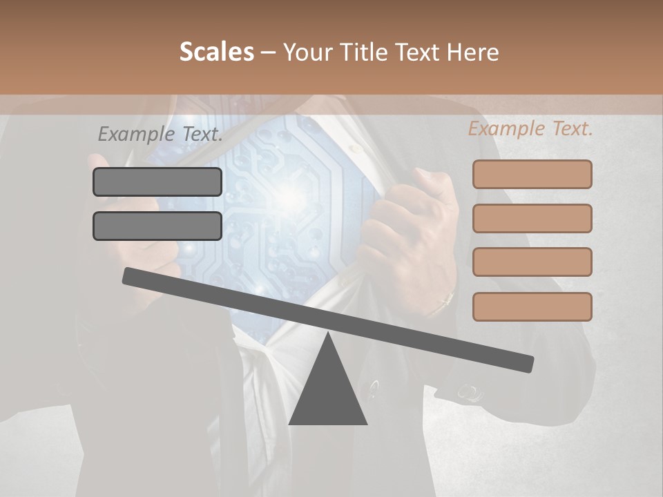 A Man In A Suit Holding A Blue Circuit Board In His Chest PowerPoint Template
