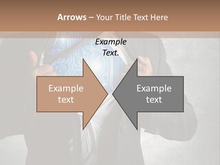 A Man In A Suit Holding A Blue Circuit Board In His Chest PowerPoint Template