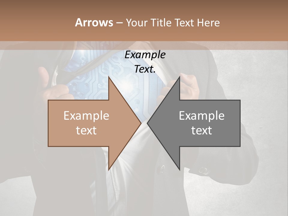 A Man In A Suit Holding A Blue Circuit Board In His Chest PowerPoint Template