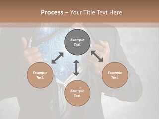A Man In A Suit Holding A Blue Circuit Board In His Chest PowerPoint Template