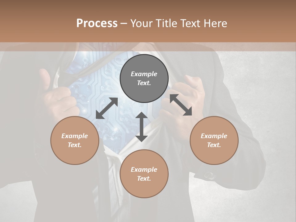 A Man In A Suit Holding A Blue Circuit Board In His Chest PowerPoint Template