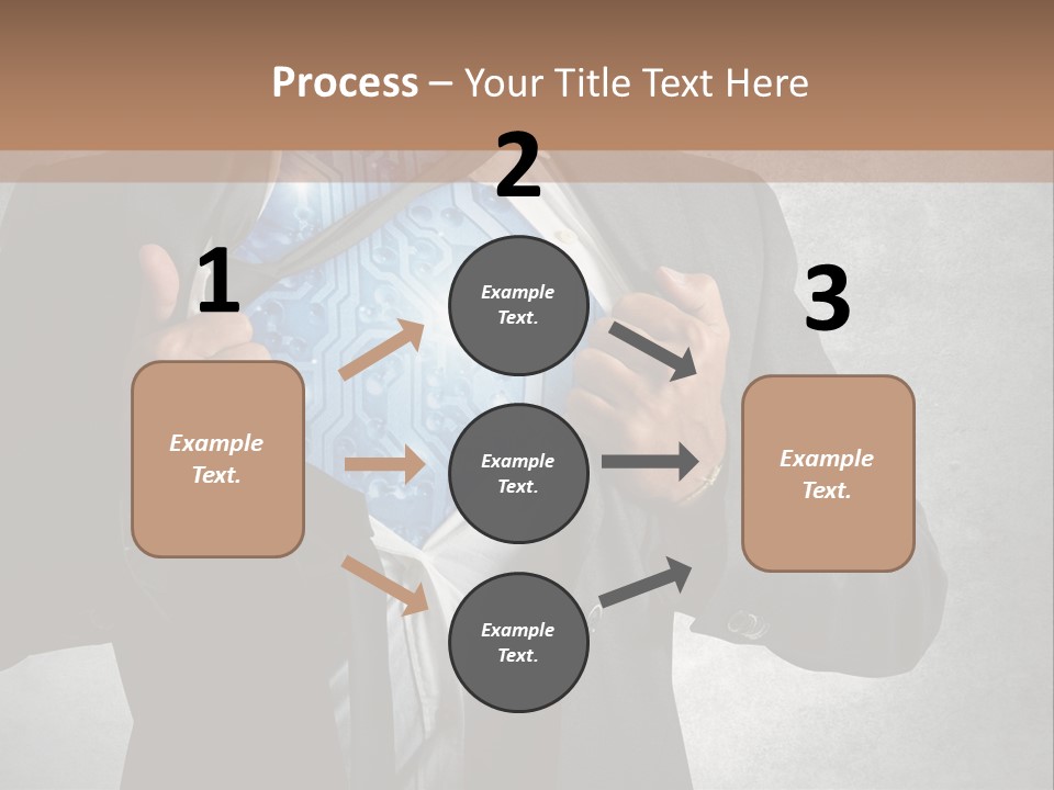 A Man In A Suit Holding A Blue Circuit Board In His Chest PowerPoint Template
