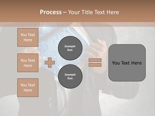 A Man In A Suit Holding A Blue Circuit Board In His Chest PowerPoint Template