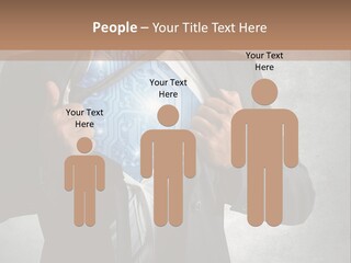 A Man In A Suit Holding A Blue Circuit Board In His Chest PowerPoint Template