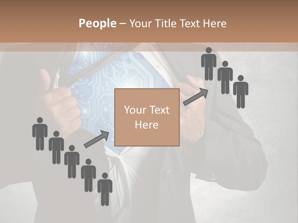 A Man In A Suit Holding A Blue Circuit Board In His Chest PowerPoint Template