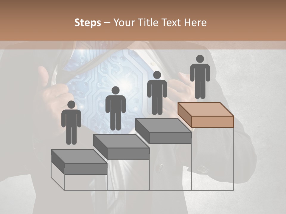 A Man In A Suit Holding A Blue Circuit Board In His Chest PowerPoint Template