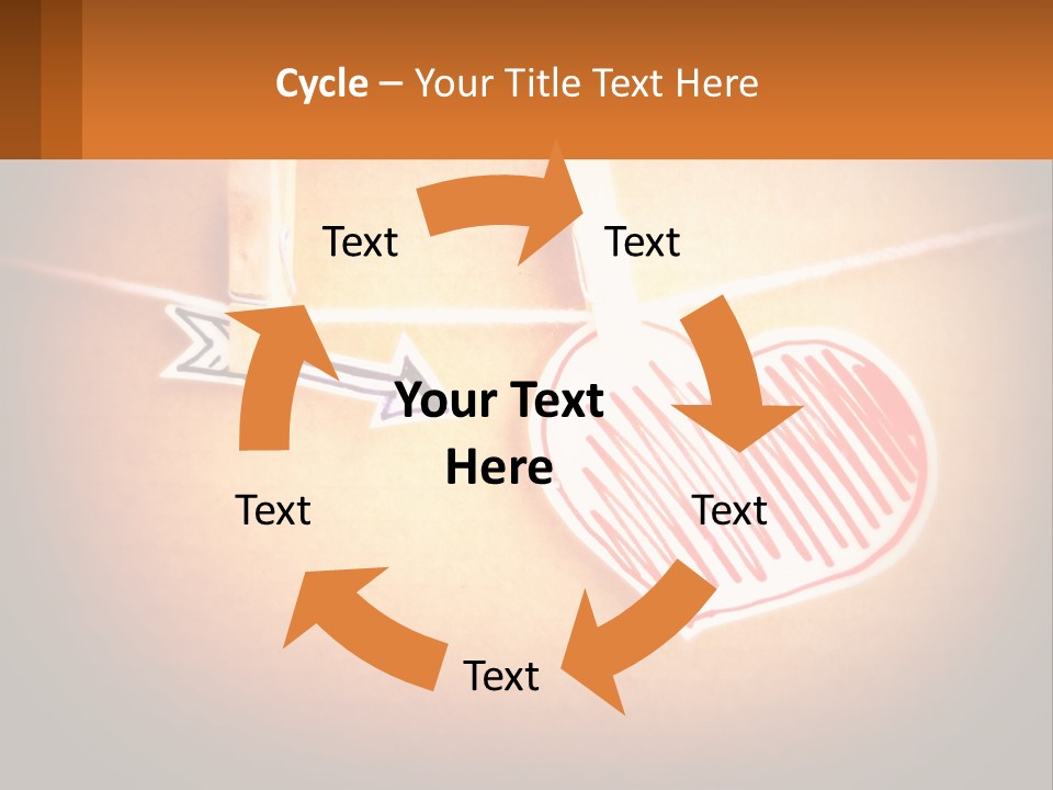 A Heart Hanging On A Clothes Line With An Arrow PowerPoint Template