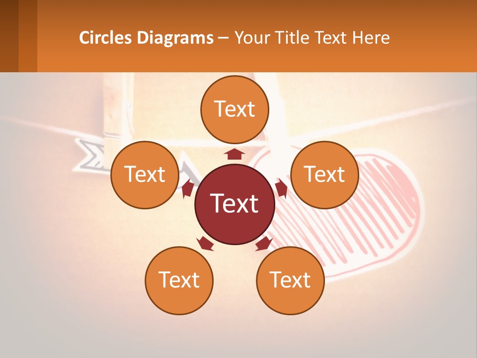 A Heart Hanging On A Clothes Line With An Arrow PowerPoint Template