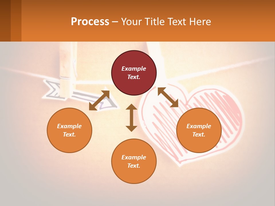 A Heart Hanging On A Clothes Line With An Arrow PowerPoint Template