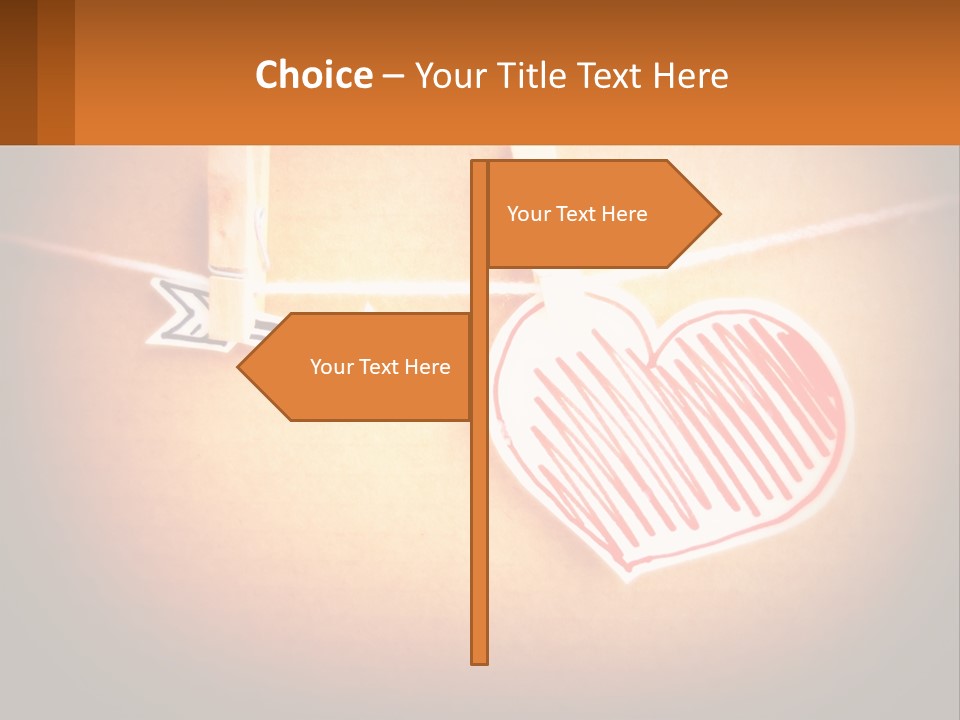 A Heart Hanging On A Clothes Line With An Arrow PowerPoint Template