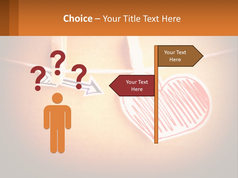 A Heart Hanging On A Clothes Line With An Arrow PowerPoint Template