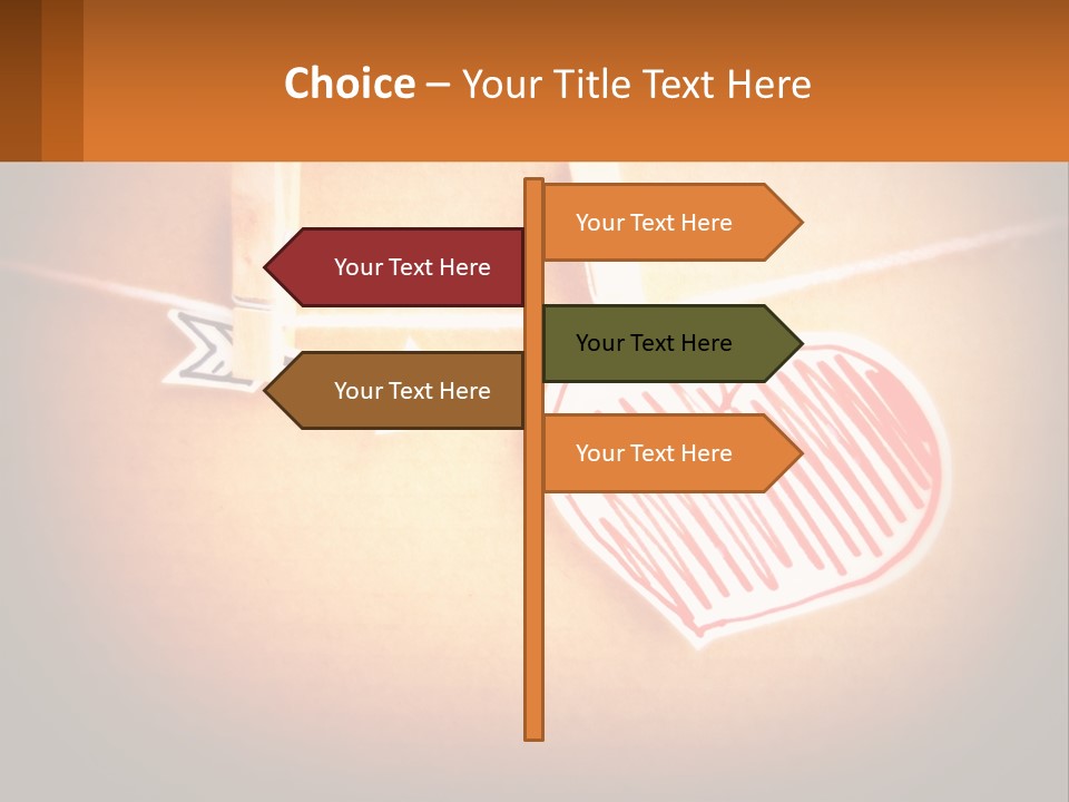 A Heart Hanging On A Clothes Line With An Arrow PowerPoint Template