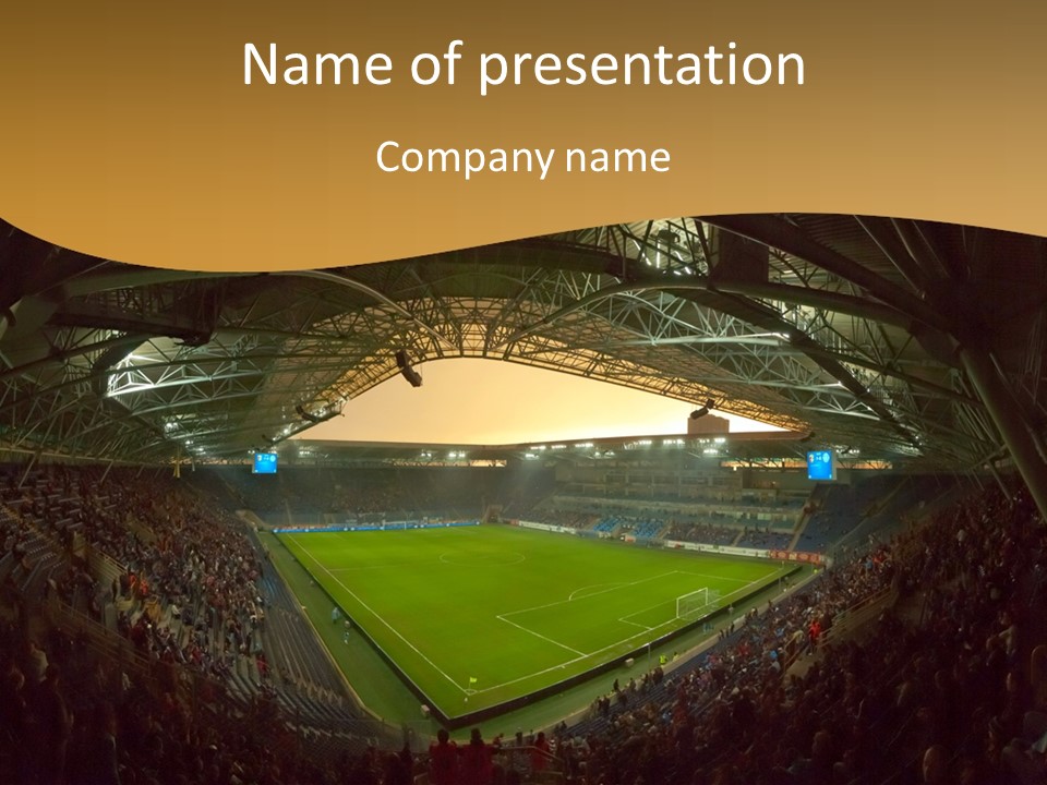 A Soccer Stadium With A Large Crowd Of People PowerPoint Template