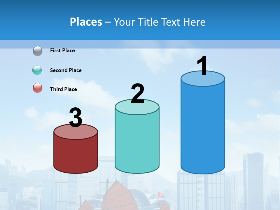 A Boat With Red Sails In A Body Of Water With A City In The Background PowerPoint Template