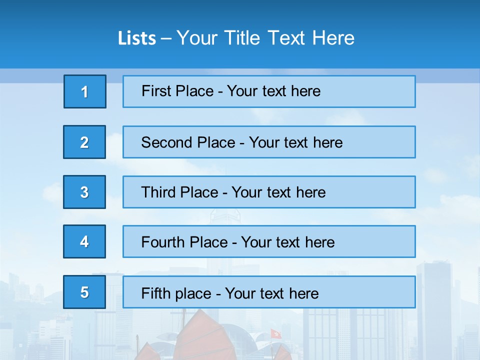 A Boat With Red Sails In A Body Of Water With A City In The Background PowerPoint Template