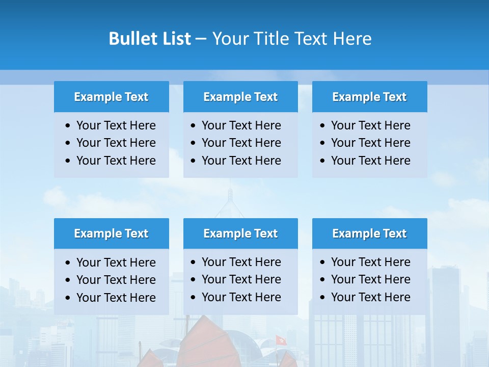 A Boat With Red Sails In A Body Of Water With A City In The Background PowerPoint Template