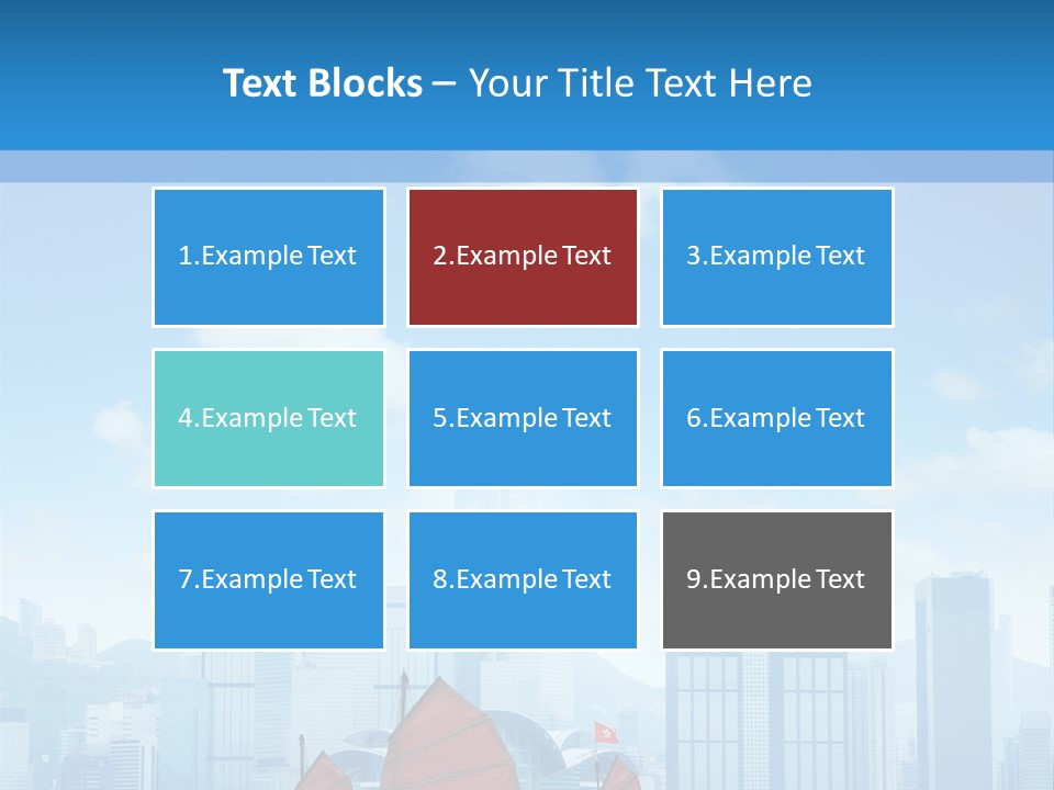 A Boat With Red Sails In A Body Of Water With A City In The Background PowerPoint Template