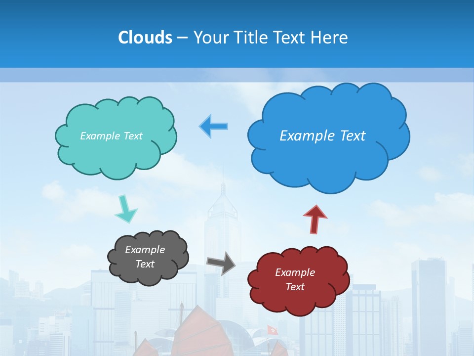 A Boat With Red Sails In A Body Of Water With A City In The Background PowerPoint Template