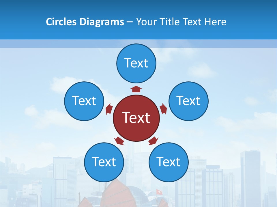 A Boat With Red Sails In A Body Of Water With A City In The Background PowerPoint Template