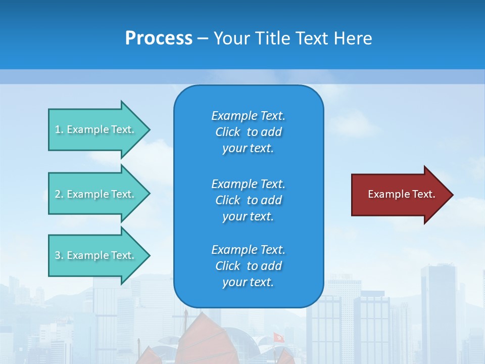 A Boat With Red Sails In A Body Of Water With A City In The Background PowerPoint Template