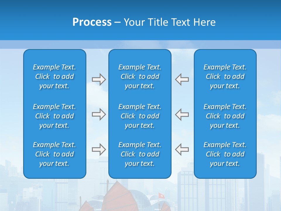 A Boat With Red Sails In A Body Of Water With A City In The Background PowerPoint Template