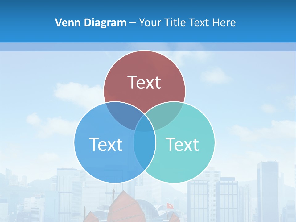 A Boat With Red Sails In A Body Of Water With A City In The Background PowerPoint Template