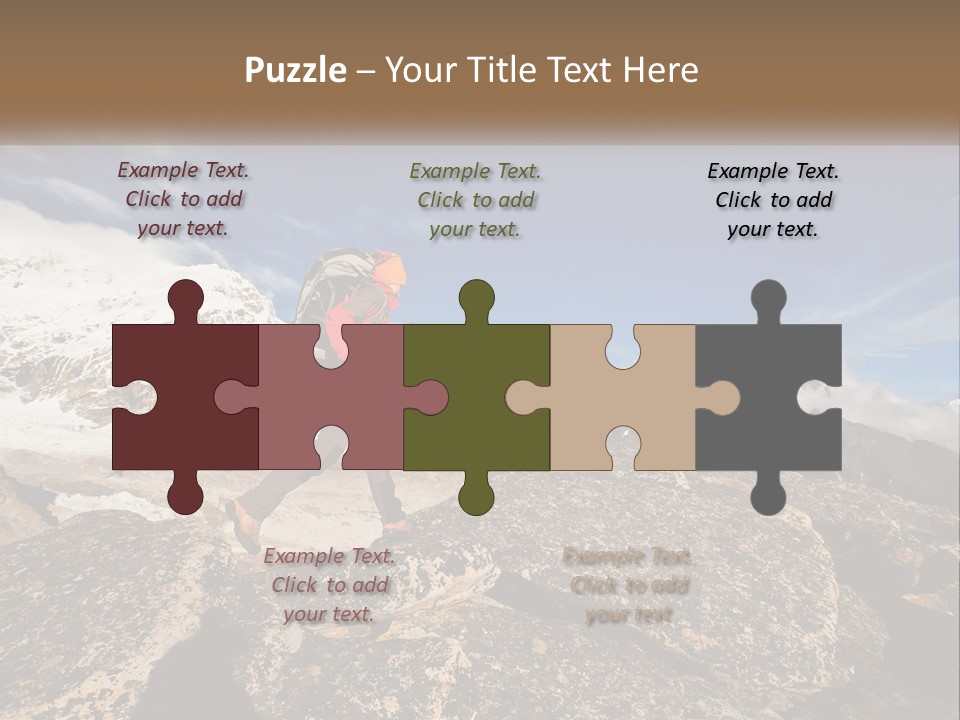 A Man Hiking Up A Mountain With A Backpack PowerPoint Template