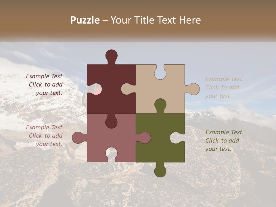 A Man Hiking Up A Mountain With A Backpack PowerPoint Template