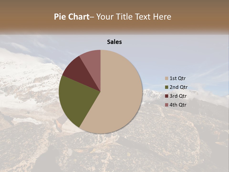 A Man Hiking Up A Mountain With A Backpack PowerPoint Template