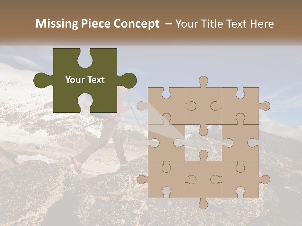 A Man Hiking Up A Mountain With A Backpack PowerPoint Template