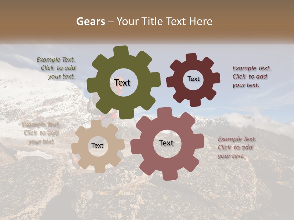 A Man Hiking Up A Mountain With A Backpack PowerPoint Template