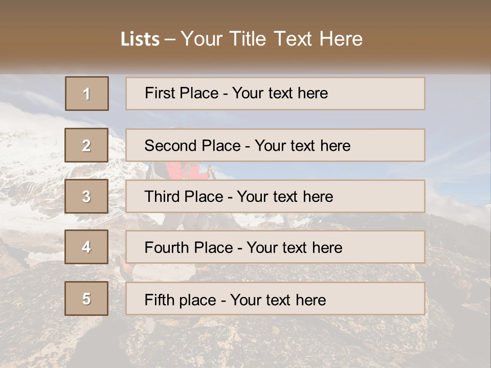 A Man Hiking Up A Mountain With A Backpack PowerPoint Template