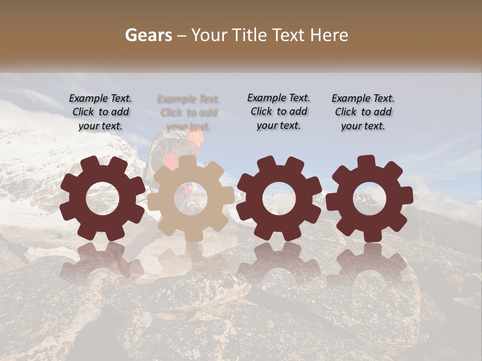 A Man Hiking Up A Mountain With A Backpack PowerPoint Template