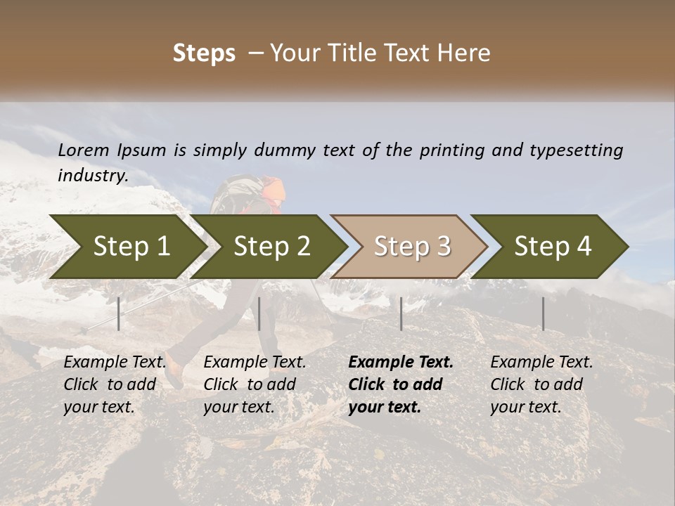A Man Hiking Up A Mountain With A Backpack PowerPoint Template
