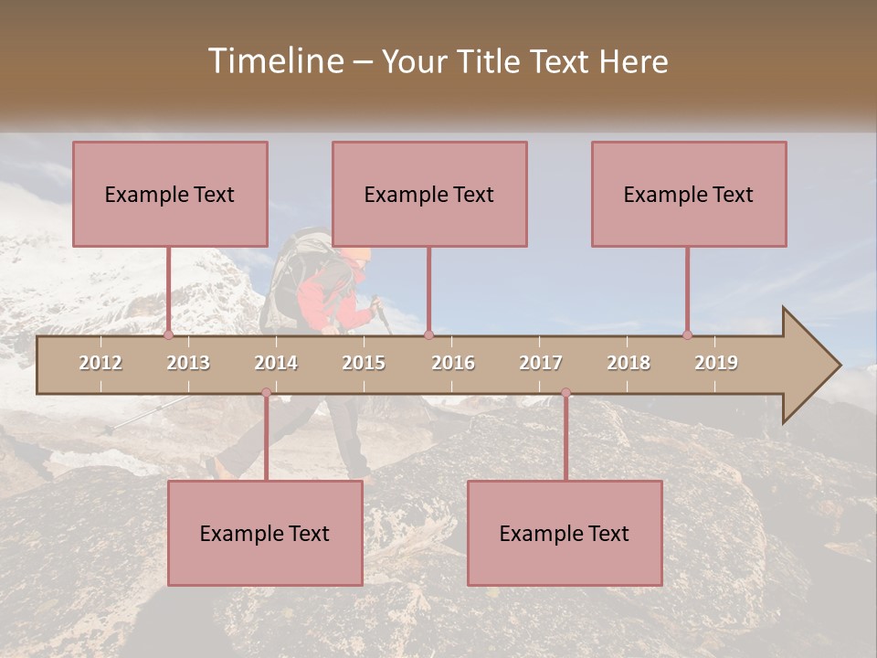 A Man Hiking Up A Mountain With A Backpack PowerPoint Template