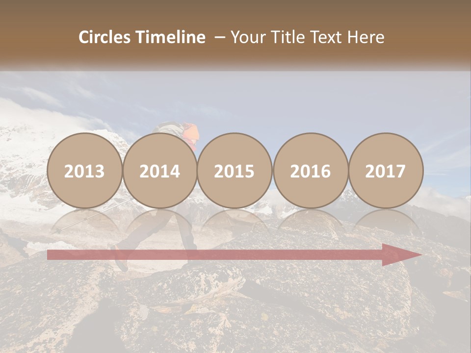 A Man Hiking Up A Mountain With A Backpack PowerPoint Template