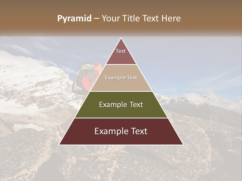 A Man Hiking Up A Mountain With A Backpack PowerPoint Template