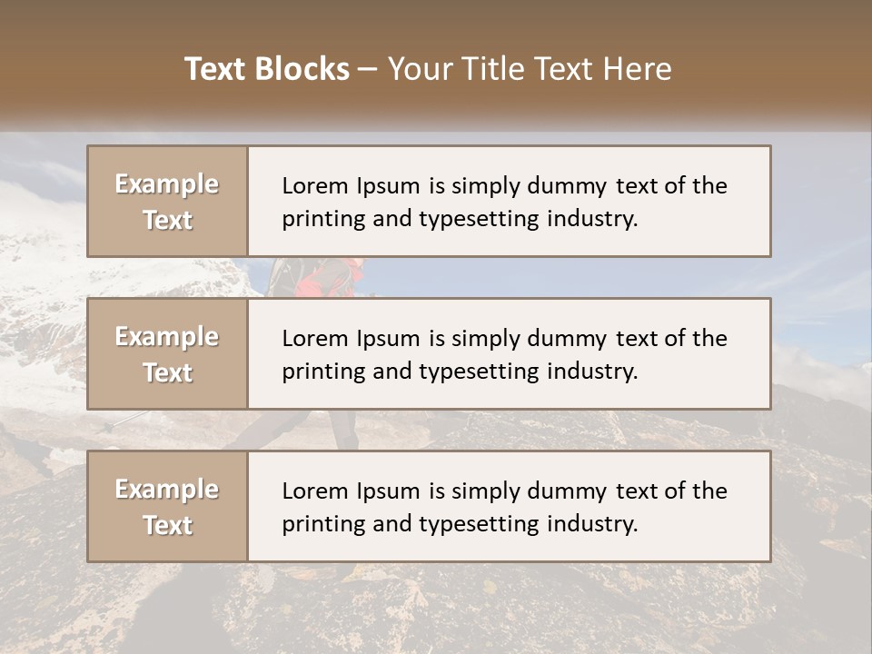 A Man Hiking Up A Mountain With A Backpack PowerPoint Template