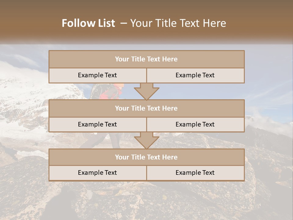 A Man Hiking Up A Mountain With A Backpack PowerPoint Template