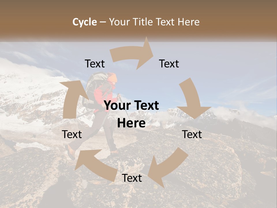 A Man Hiking Up A Mountain With A Backpack PowerPoint Template