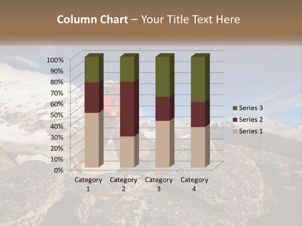 A Man Hiking Up A Mountain With A Backpack PowerPoint Template