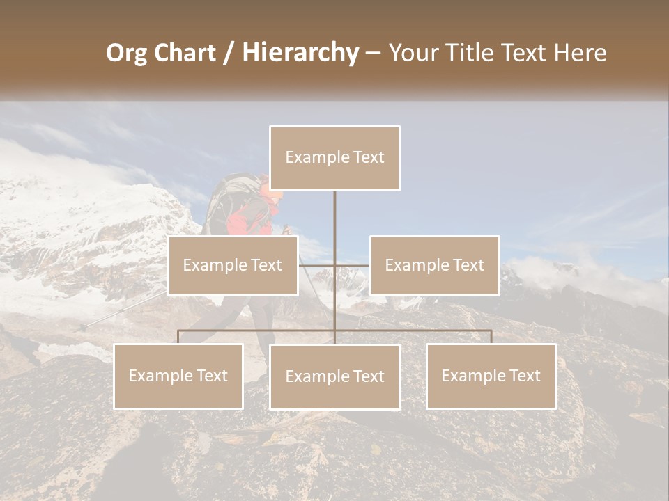 A Man Hiking Up A Mountain With A Backpack PowerPoint Template