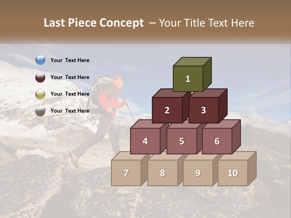 A Man Hiking Up A Mountain With A Backpack PowerPoint Template