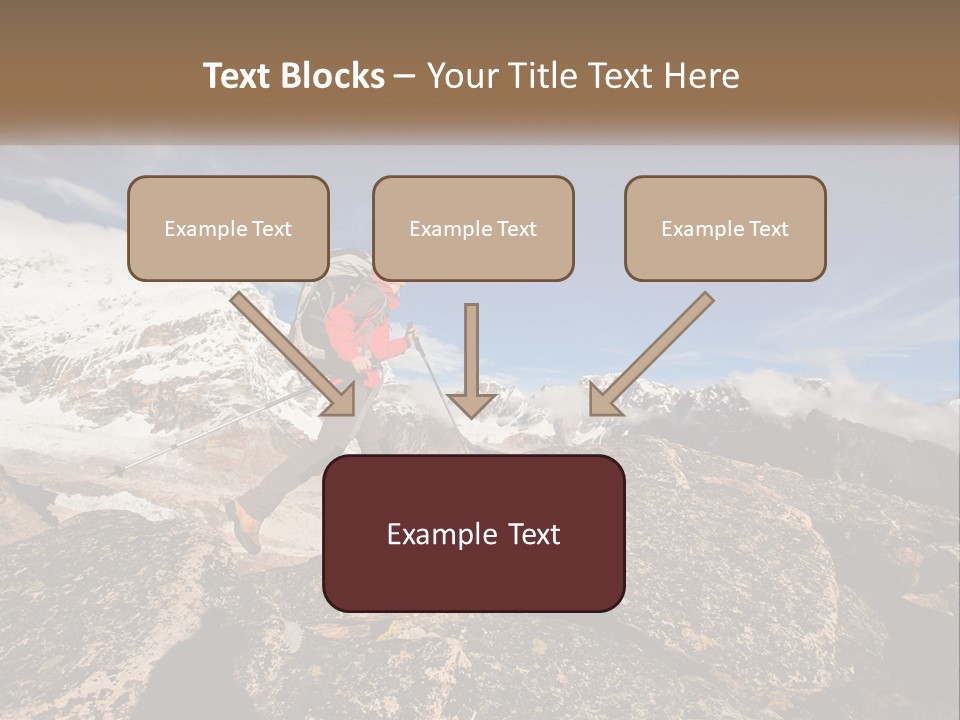 A Man Hiking Up A Mountain With A Backpack PowerPoint Template