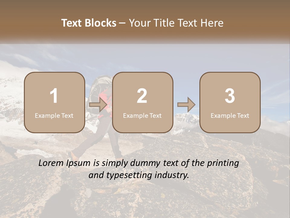 A Man Hiking Up A Mountain With A Backpack PowerPoint Template