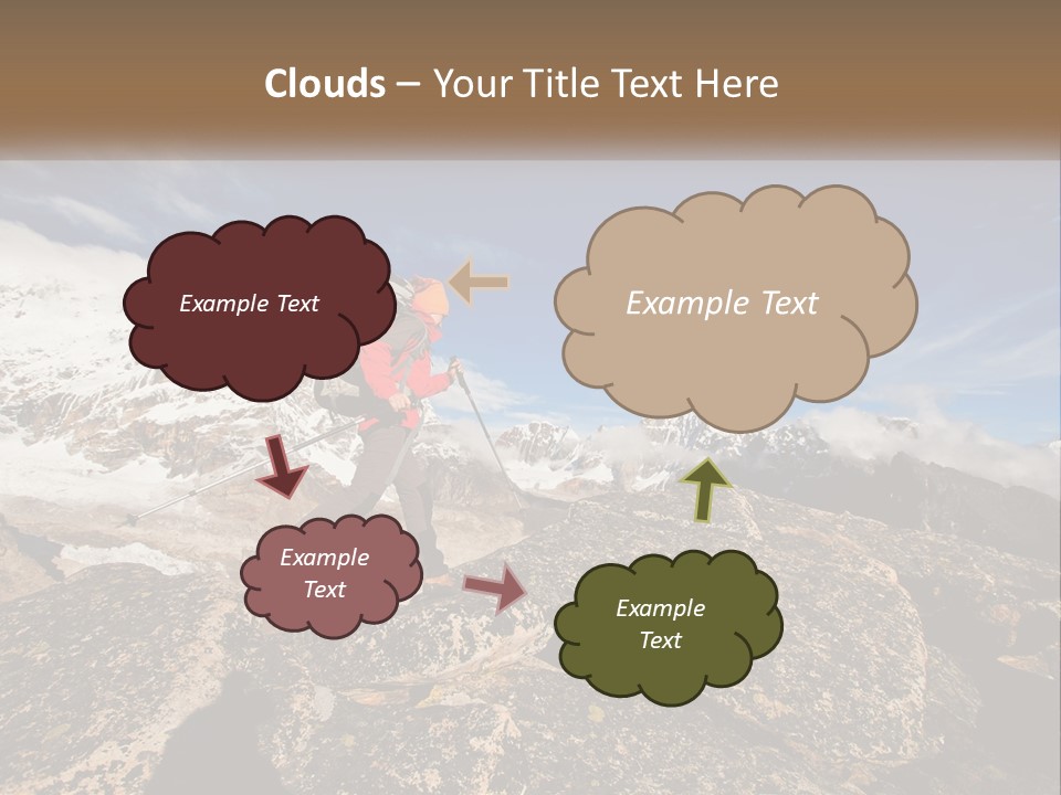 A Man Hiking Up A Mountain With A Backpack PowerPoint Template
